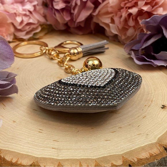 Gray Rhinestone Heart Pendant & Tassel Keychain - Picture 5 of 9